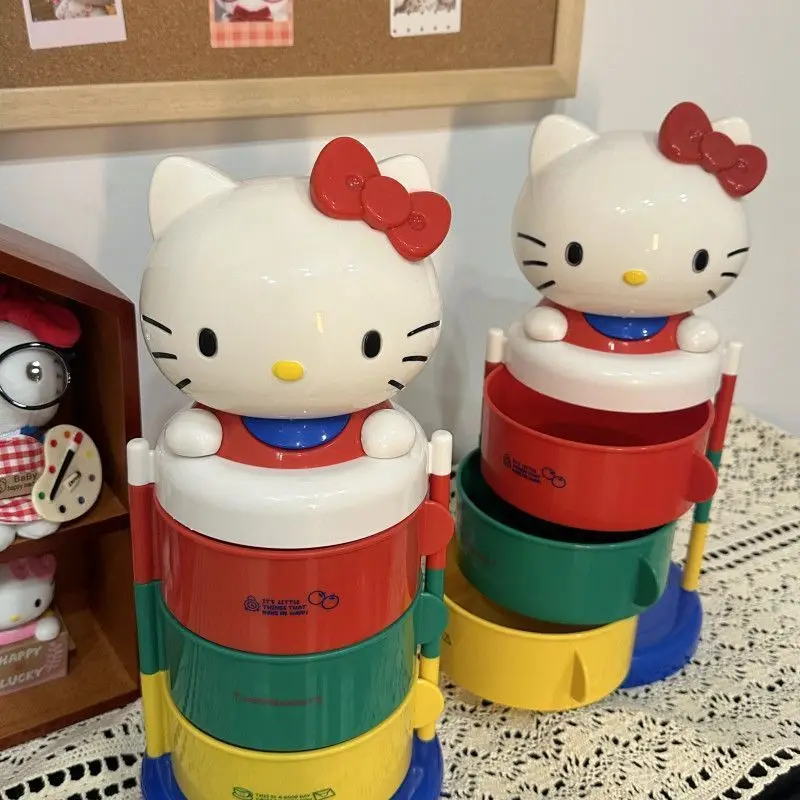 

Вращающийся настольный ящик для хранения Hellokitty, стеллаж для хранения с милым котом Kt, встроенный аниме-аксессуар для косплея, подарок для девочек