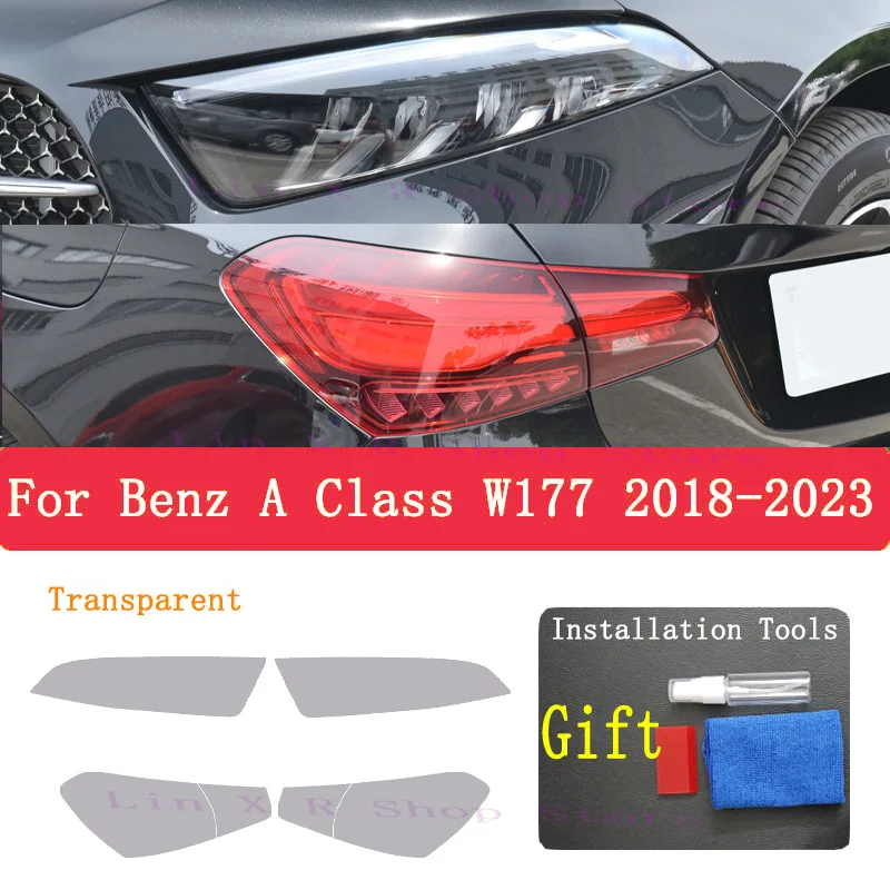 For Benz A Ciass W177 2018-2023 TPU Car Exterior Headlights Anti-Scratch Protective Film Headlamps Repair Sticker Accessories