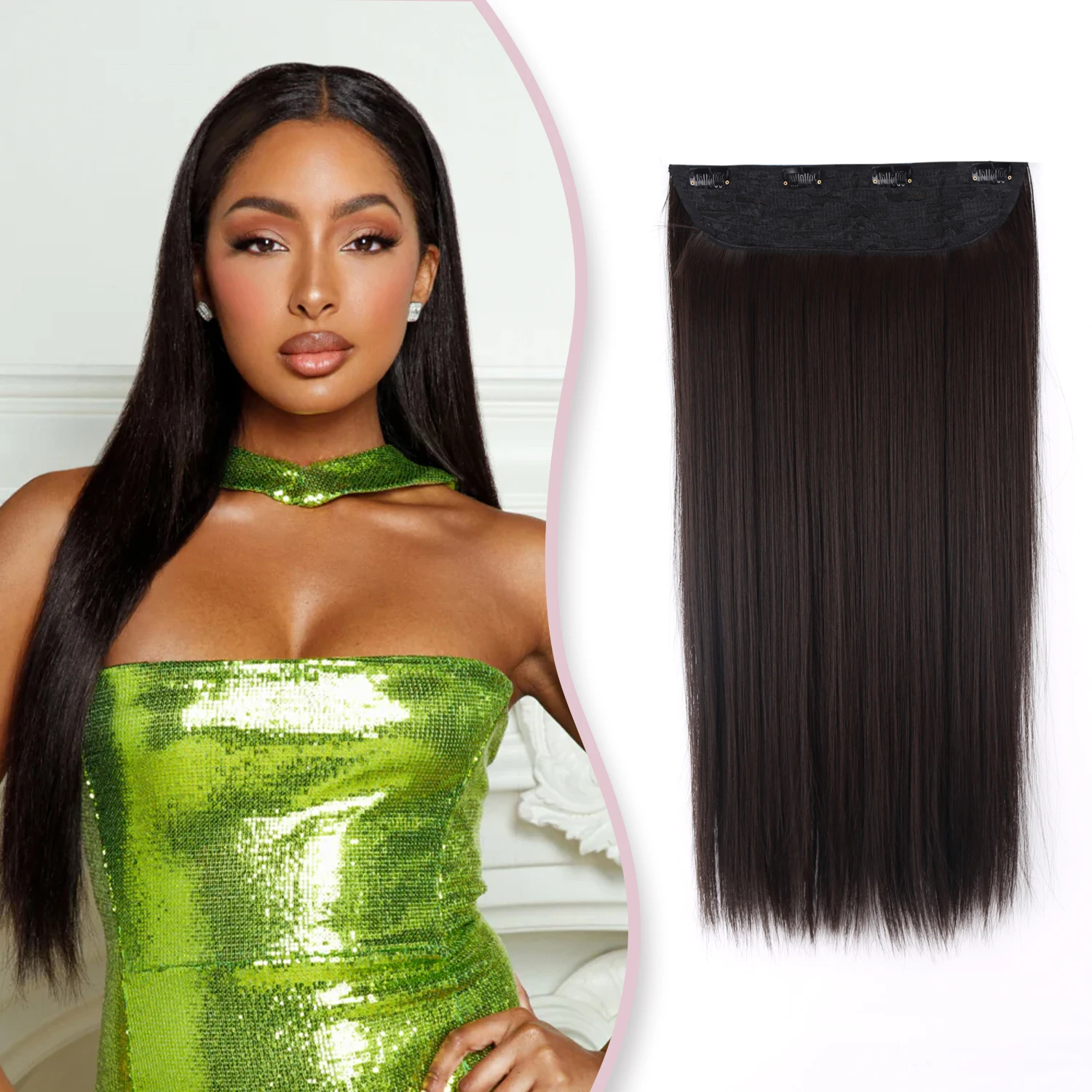 

Amir 4 Clips On Hairstyles Synthetic Hair Extensions for Women Ombre Clip In Fake Hairpieces For Hair Straight and Loose Wave