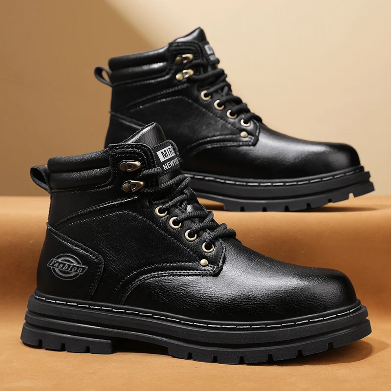 Novas botas de tornozelo unissex, botas de tornozelo de motocicleta da moda, botas de caminhada, botas retrô chelsea de quatro estações e botas confortáveis