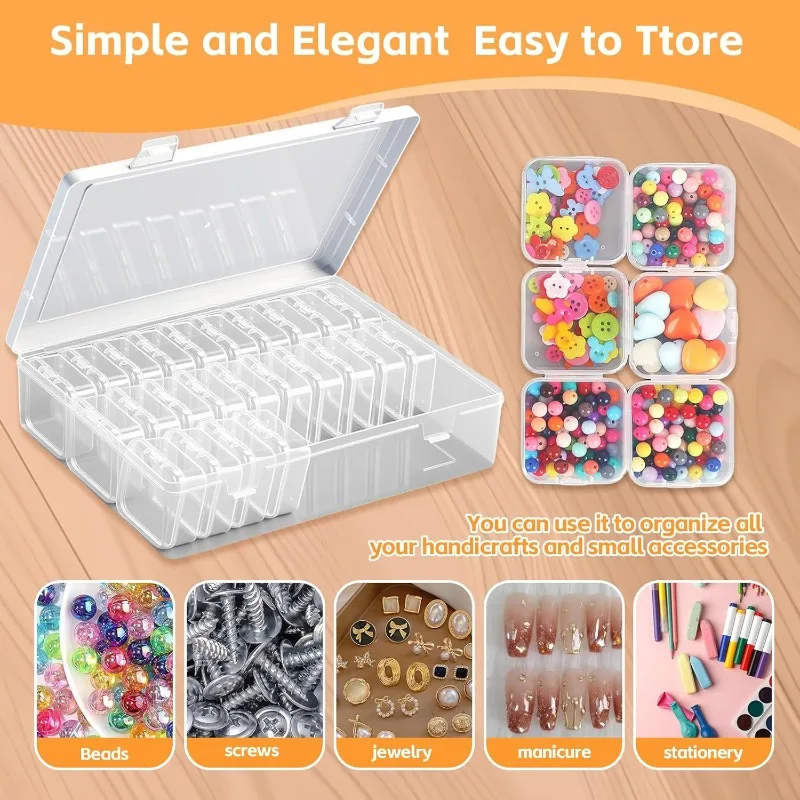 Dustproof, High-Transparency Flip-Top Storage Box (30-Piece Set) — Multi-Functional Compartmentalized Organizer for Beads, Diamo