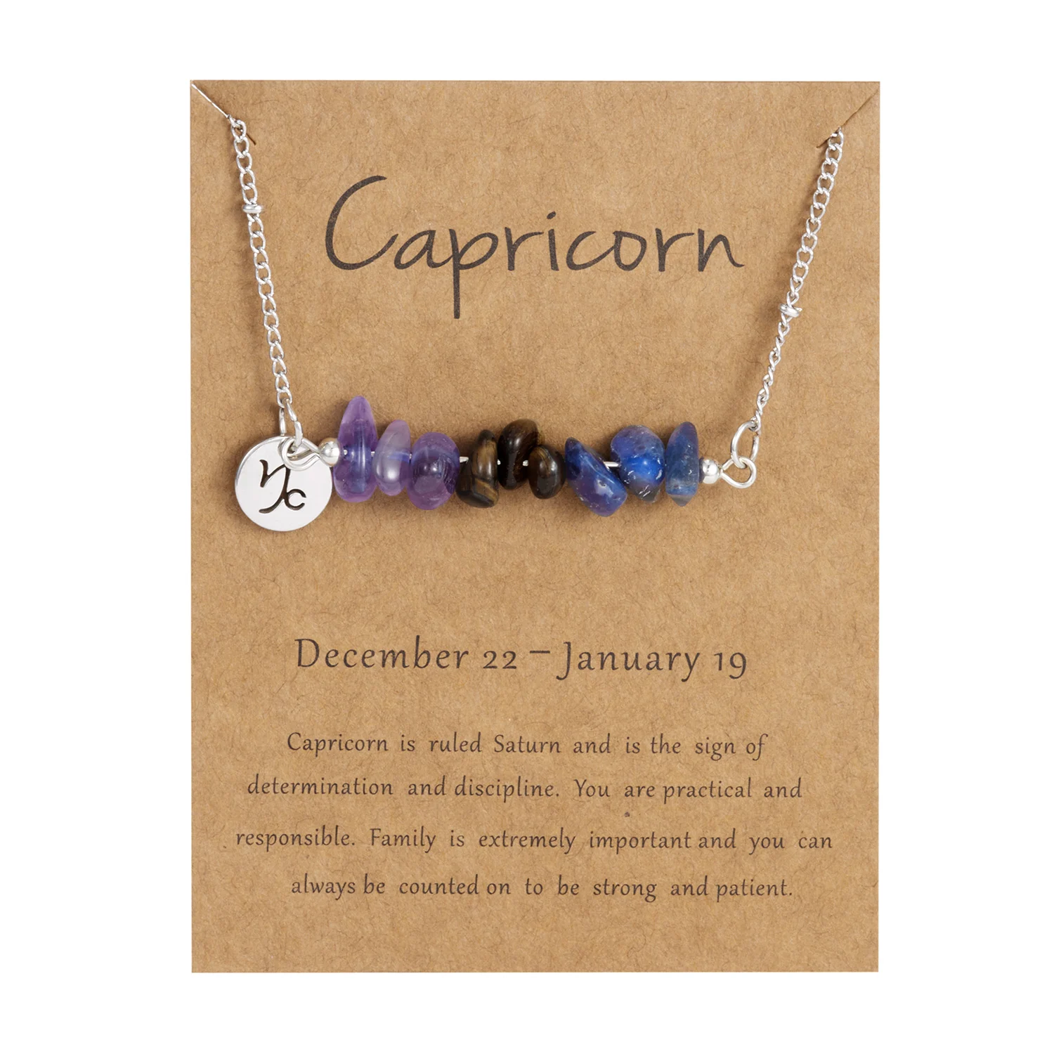 Wassermann-Sternzeichen-Halskette für Damen und Herren, natürliche Kristallsplitter, Edelsteine, Edelstahlkette, Horoskopkarte, Schmuck, Geburtstagsgeschenk – Detail 10