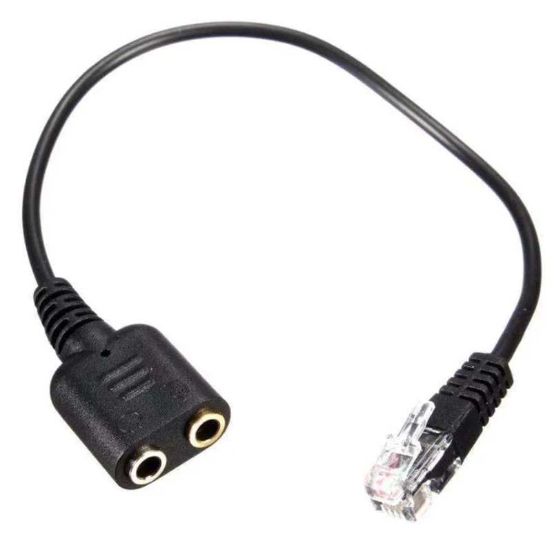 RJ11 to Dual 3.5mm Headphone Female Converter Adapter Audio Cable 20CM