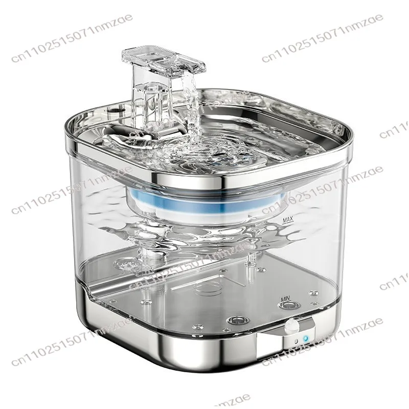 Wholesale Automatic Indoor Pet Fountain Round Stainless Steel Plastic Cat Water Dispenser with Drink Bowl