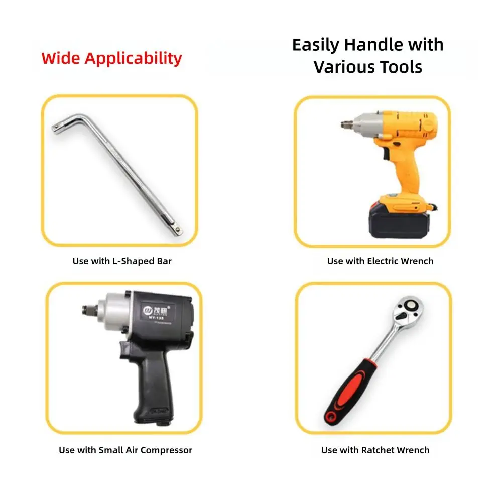 

10PCS Durable H5-H19 Inner Hexagonal Sleeve Interface 12.7mm 1/2 Socket Set Tire Removal Tool Tool Set Hexagon Socket For Repair