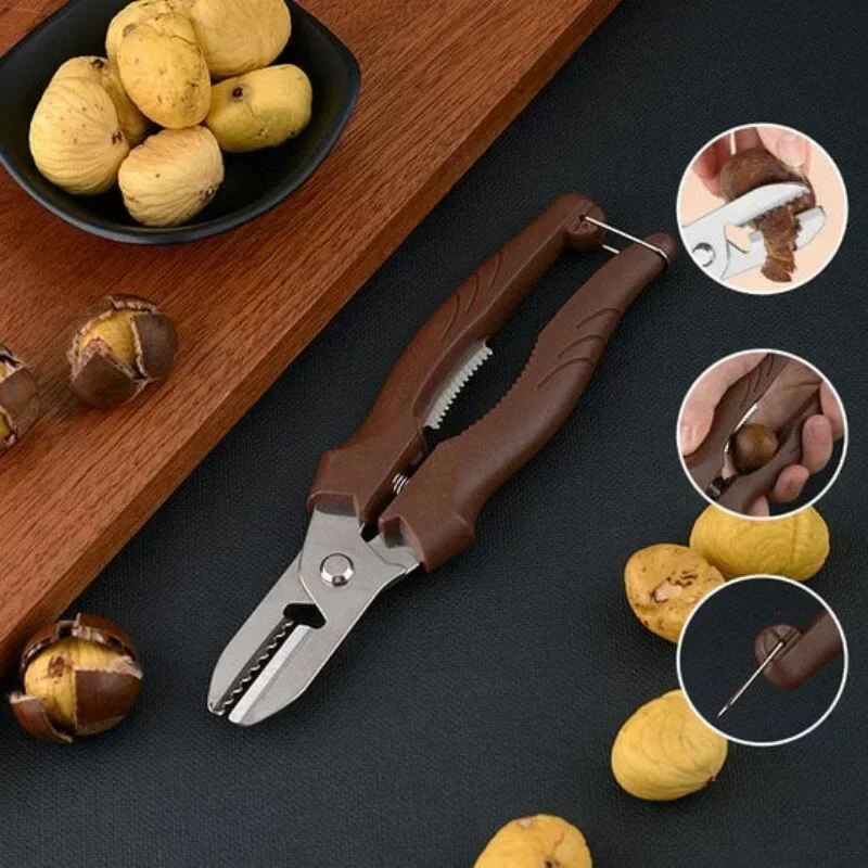 1PC Chestnut Shell Opener Chestnut Scissors Peeler Stainless Steel Cross Household Nut Holder Walnut Holder Divine Tool