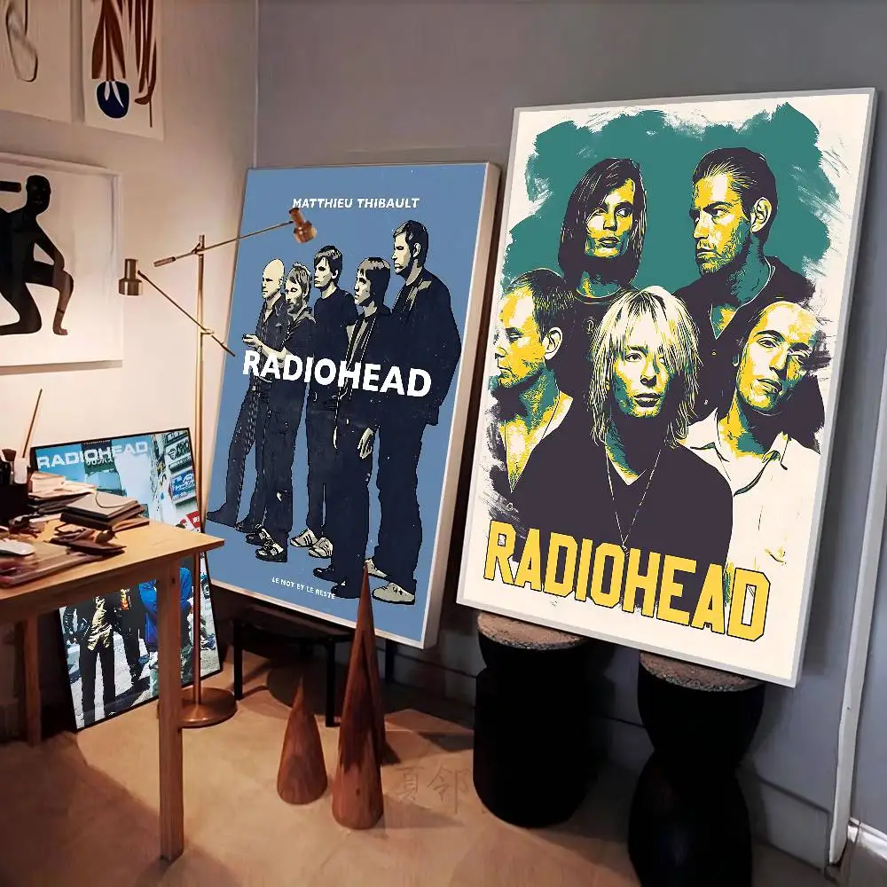 R-Radiohead Band Rainbow Painting Calligraphy HD Canvas Classic Vintage Posters Vintage Room Home Bar Cafe Decor