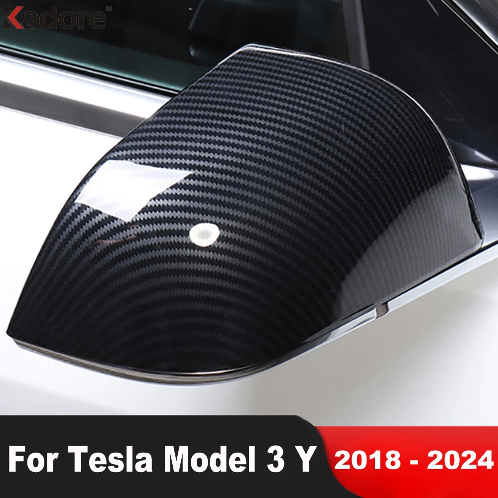 For Tesla Model 3 Y 2018-2020 2021 2022 2023 2024 Carbon Fiber Car Rearview Mirror Cover Trim Side Wing Mirror Cap Accessories