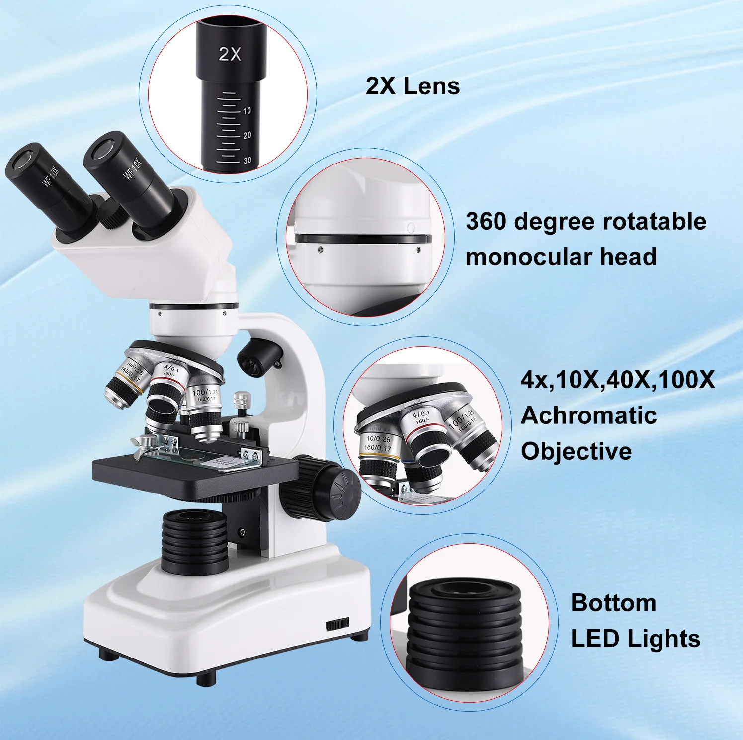 Binocular Microscope Professional Level 40-2400X Synchronous Laboratory Organizes Scientific Research and Teaching Microscope