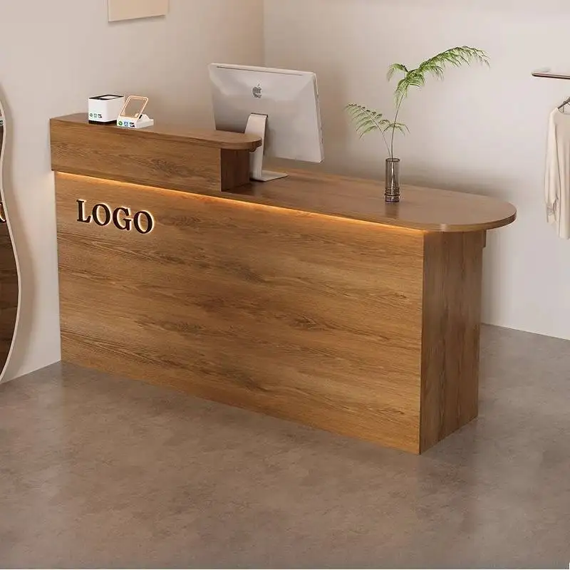 

Brown Beauty Reception Desks Display Aesthetics Business Modern Reception Desks Hutch Luxury Empfangatheke Office Furniture