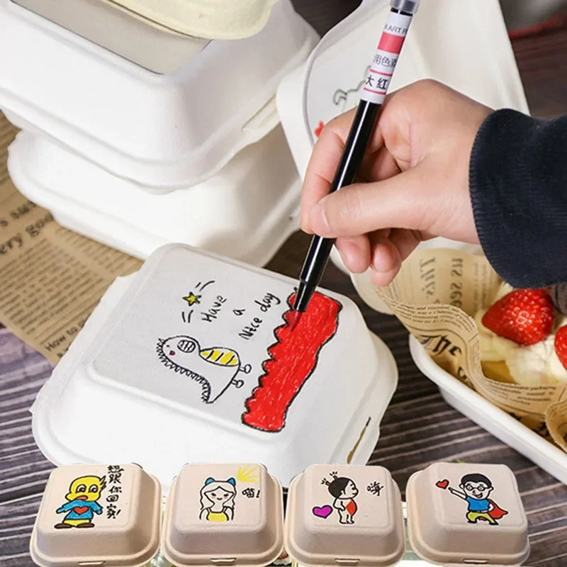 10/20PCS Disposable Biodegradable  Hamburger Box,Bento Lunch Box Baking Cak Food Containers Dessert Protection Snack box