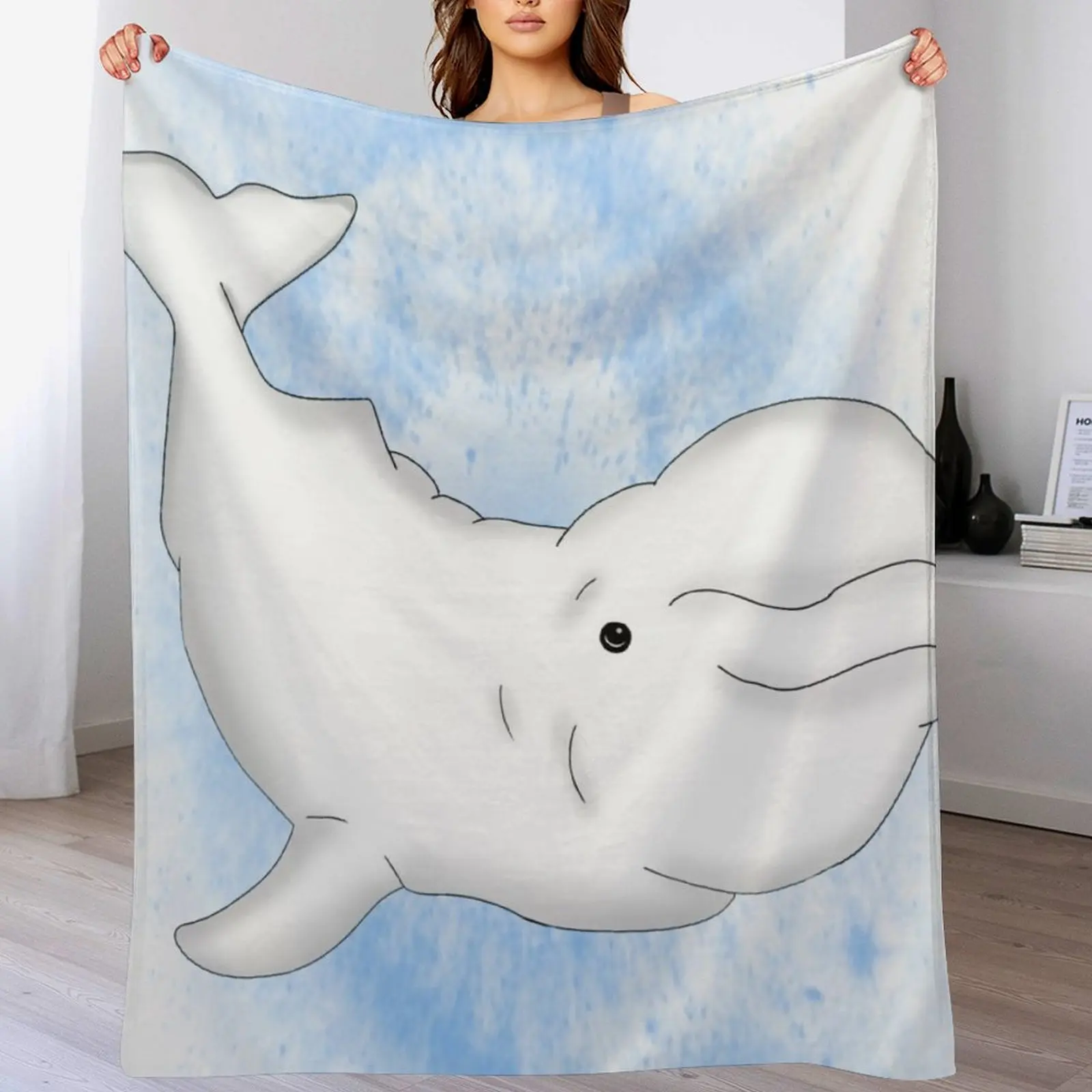 

Beluga Whale Throw Blanket Plaid on the sofa Decorative Sofa Blankets