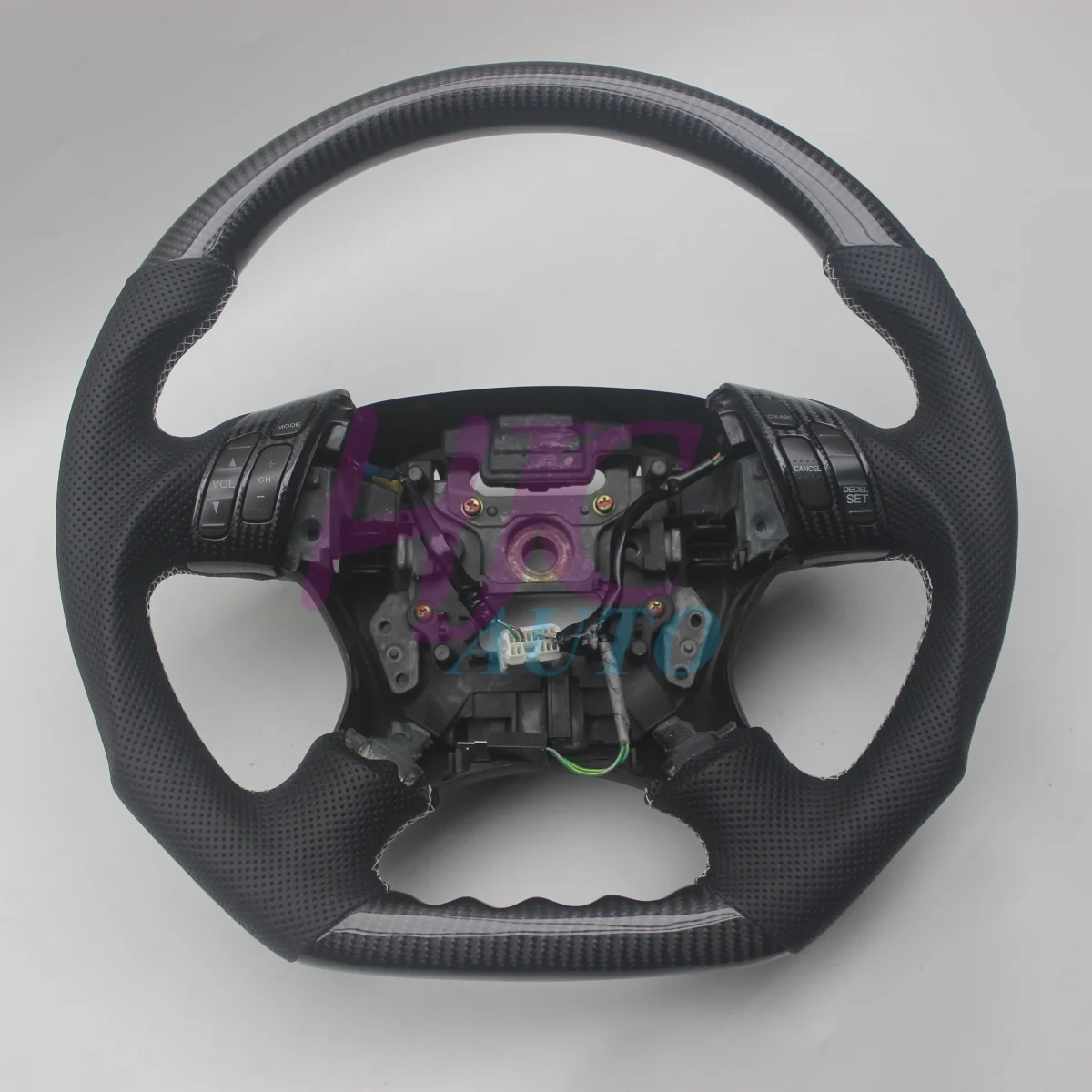 

Replacement For Honda Accord Real Carbon Fiber Leather Steering Wheel 2003-2007