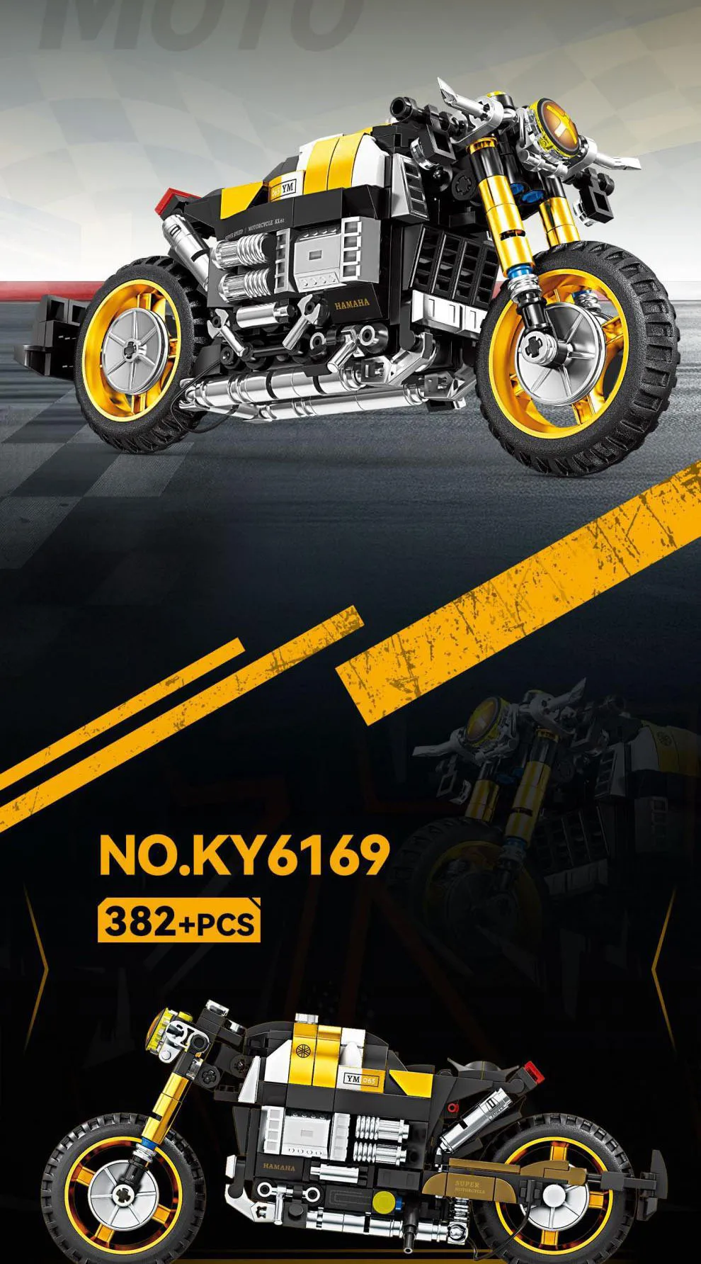 Schnelles Motorrad XR155 RnineT ‌ Dragster 800 Indian Scout Modellbausatz, Motor-Konstruktions-Bausteine, Spielzeug für Geschenke – Detail 1