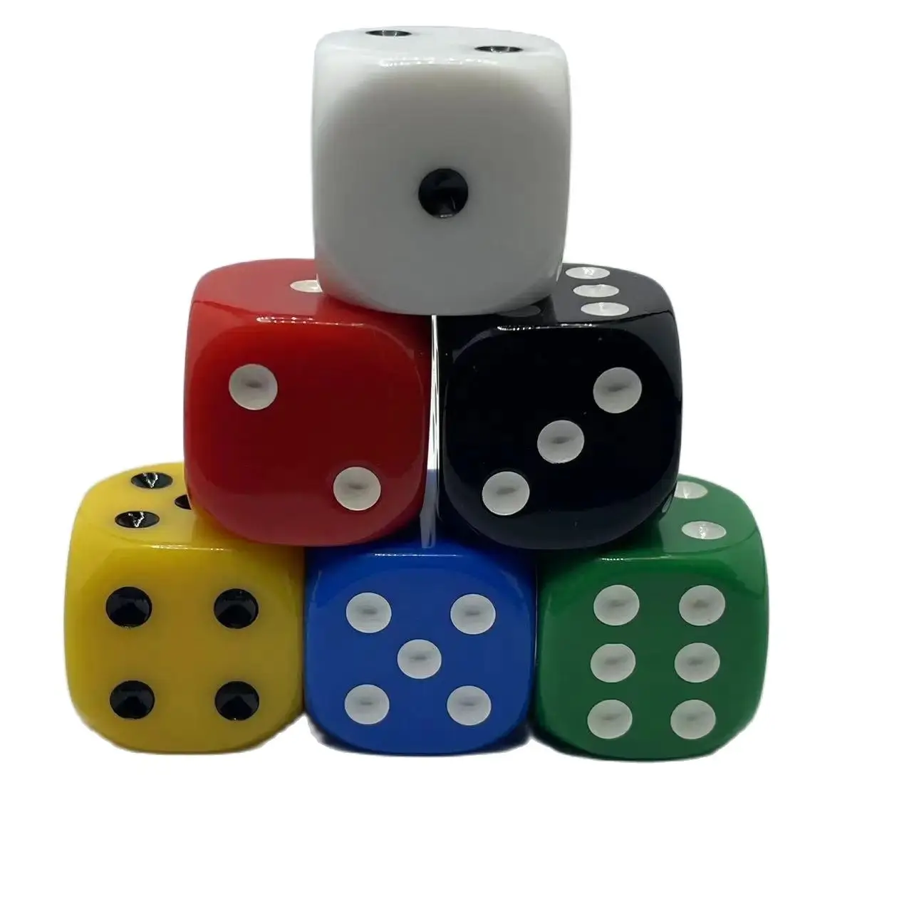 6pcs/Set Acrylic 25mm Opaque Colorful Round Corner 6 Sided D6 Point Dice For Family Board Game