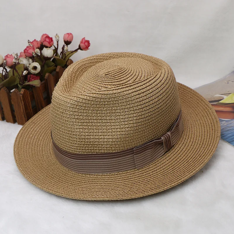 Independent Station Hot Sale Spring And Summer British Style Straw Hat Bowler Hat Straw Hat Men's And Women's Sun Hat