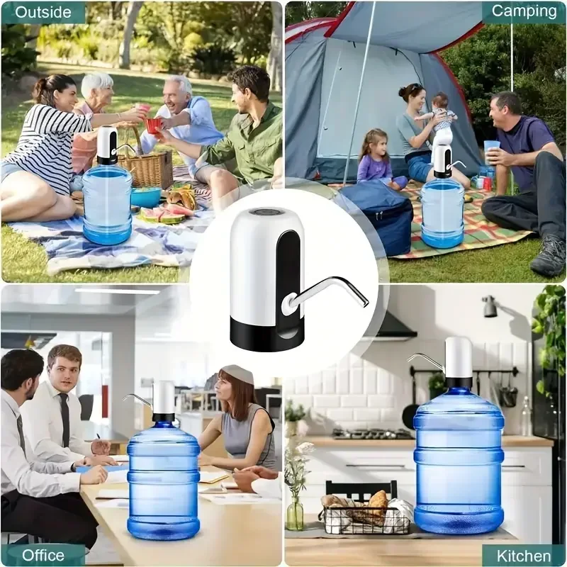 USB Rechargeable Electric Water Bottle Pump Automatic Drinking Water Dispenser with Power Switch Portable for Camping Oil pump