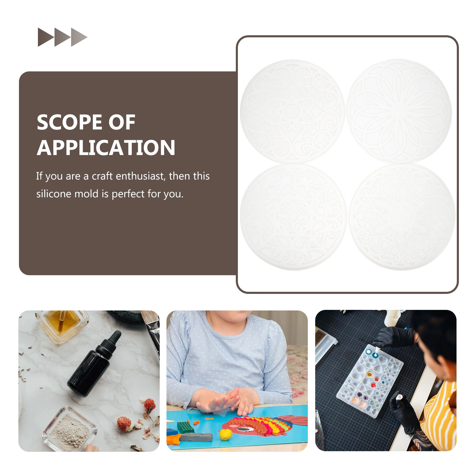 

4pcs Silicone Coaster Mold Mandala Round Diy Cup Mat Epoxy Resin Craft Mold Set For Coffee Tea Cup Handmade Diy Crystal Molding