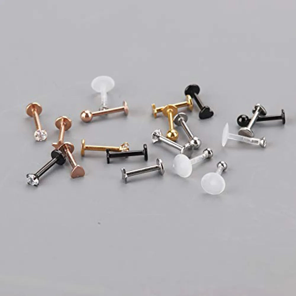 1Pc-20Pcs 316L Stainless Steel Tragus Earrings Monroe Piercing Jewelry Lip Ring/Rook/Medusa/Helix Earring 16G 6/8/10mm