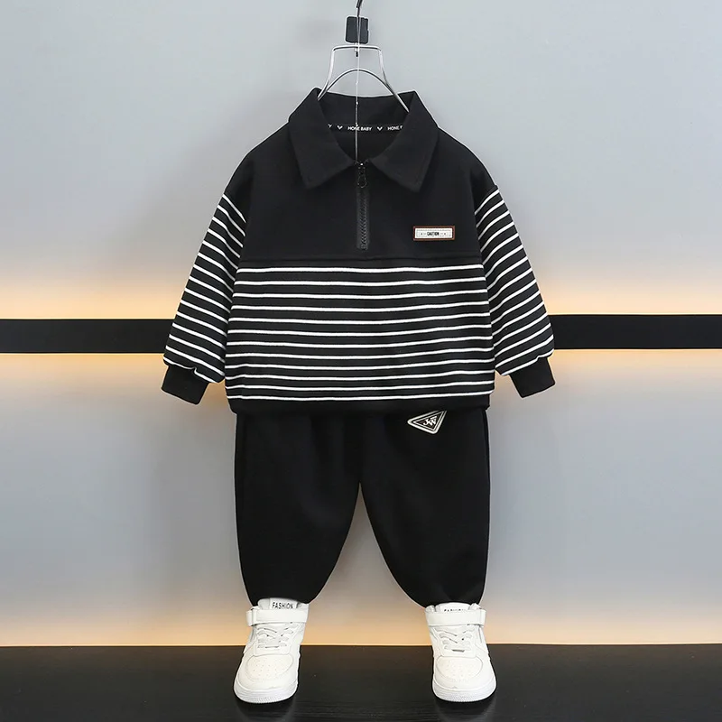 Boy Clothes Set Children stripe Sweatshirt and Pants 2pcs Suit Autumn Daily Casual Outfit for Teen Sports Suits 2-10 Years