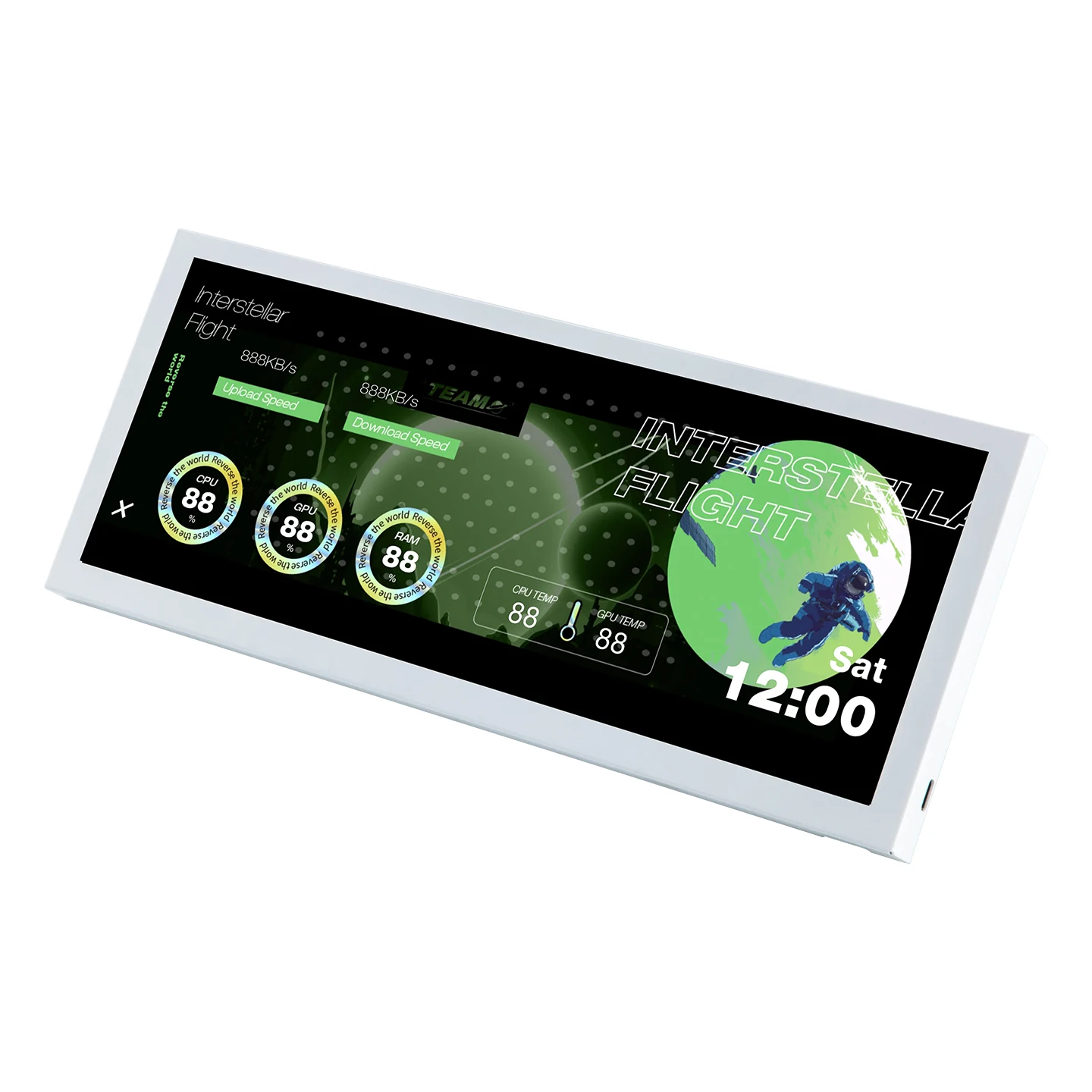 TURZX 12.3 Inch IPS Secondary Screen 1920x720 USB Type-C Smart