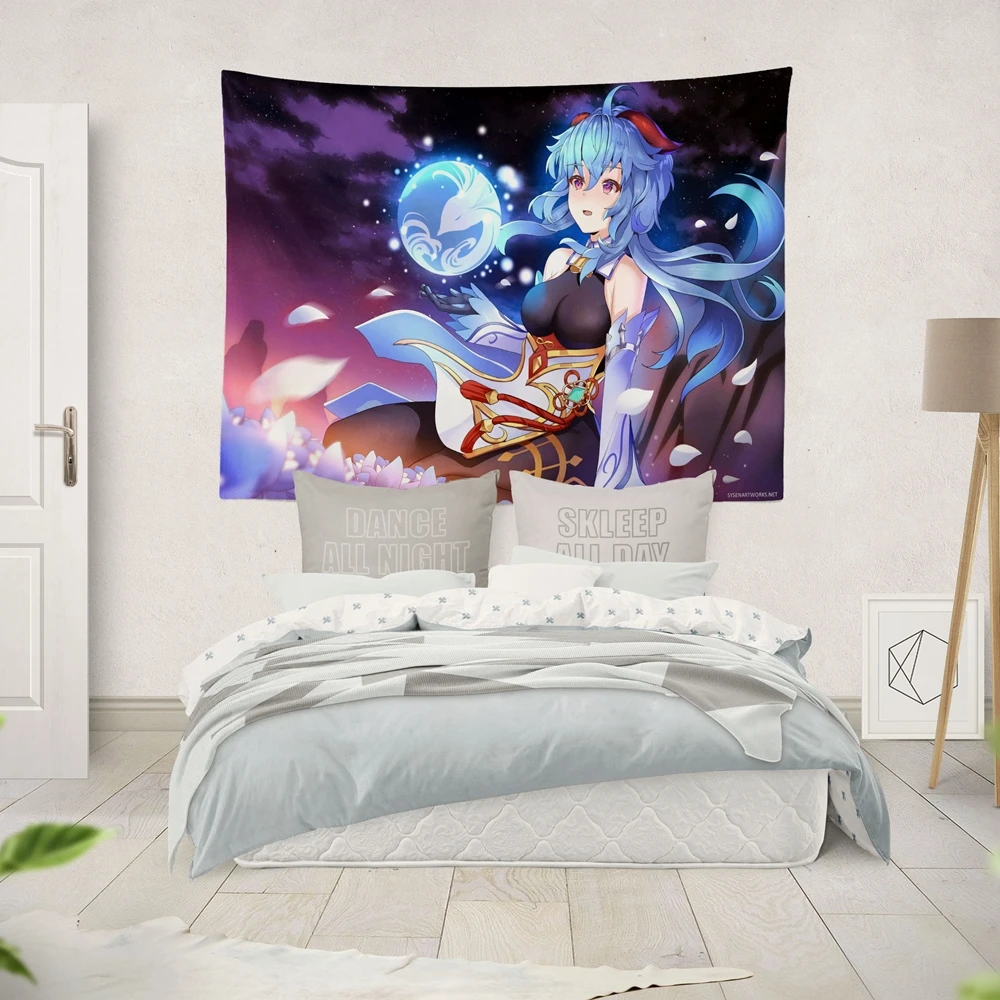 Custom Genshin Impact Game Character Wall Tapestry Game Room Decor Raiden Shogun Zhongli Kazuha Shenhe HuTao Venti Lovely Poster