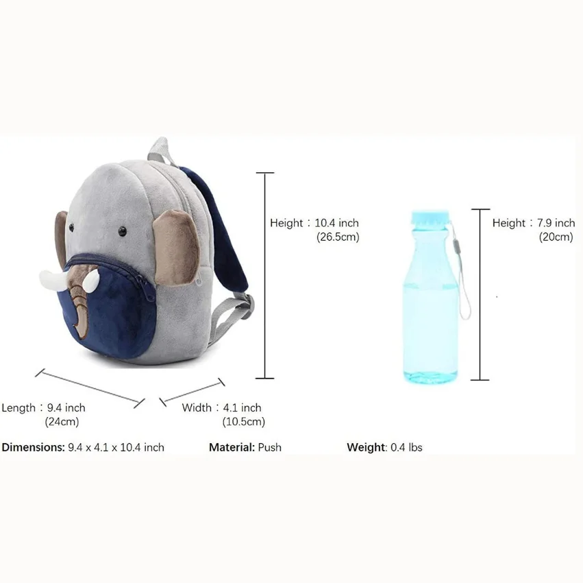 Mochila con nombre personalizado con dibujos de animales, mochila escolar con texto personalizado para niños y niñas (elefante)