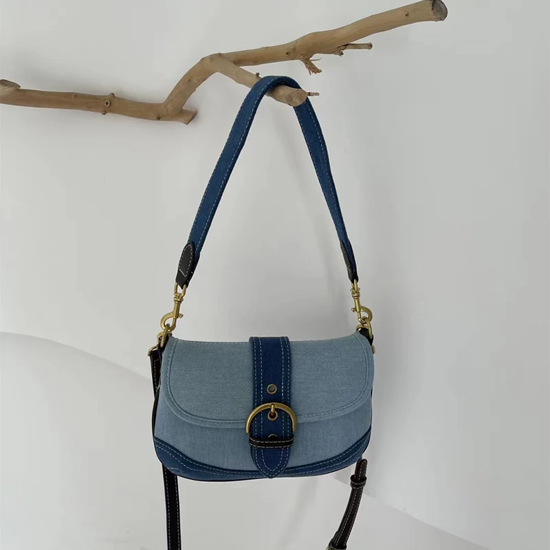 

Denim Bag High-end Design Casual Brand Versatile Stitching Contrast Color Comfortable Dumpling Underarm Shoulder Messenger Bag