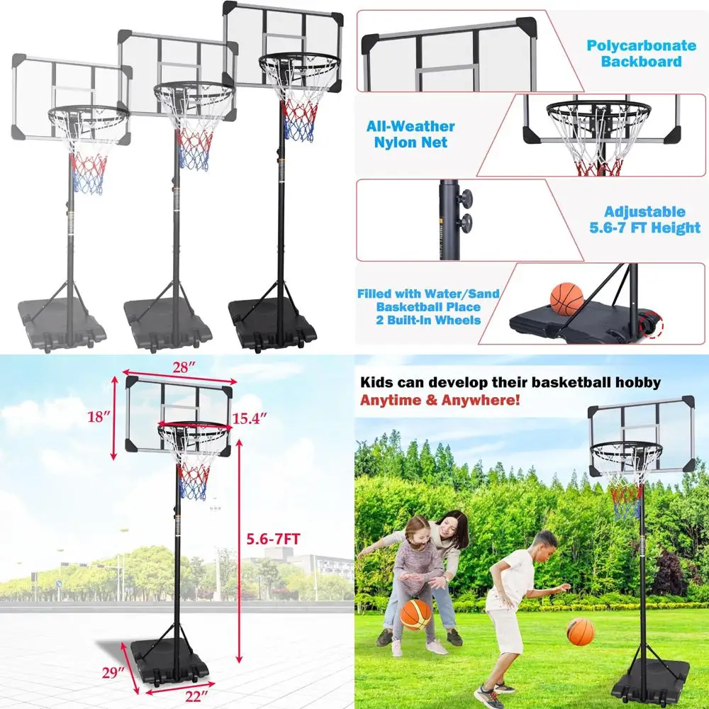 نظام كرة سلة بارتفاع قابل للتعديل للمراهقين والكبار، حافة 28 بوصة، مثالي للملاعب الخارجية والداخلية