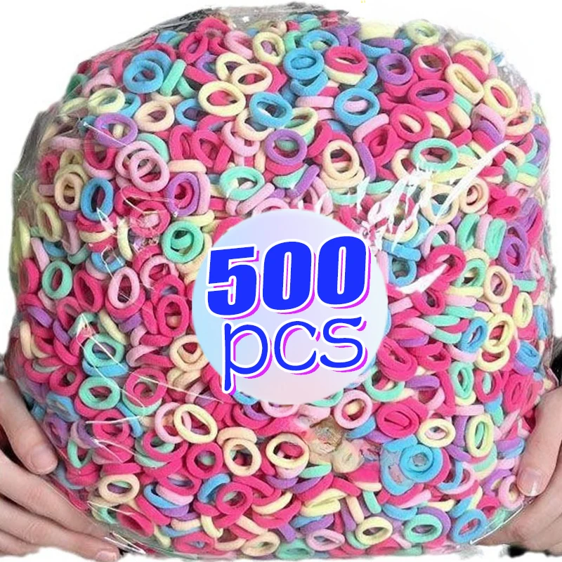 500pcs תינוק בנות ניילון צבעוני ניילון אלסטית להקות קוקו להחזיק שיער קטן עניבות גומי רצועות שיער אביזרים לשיער מתנות