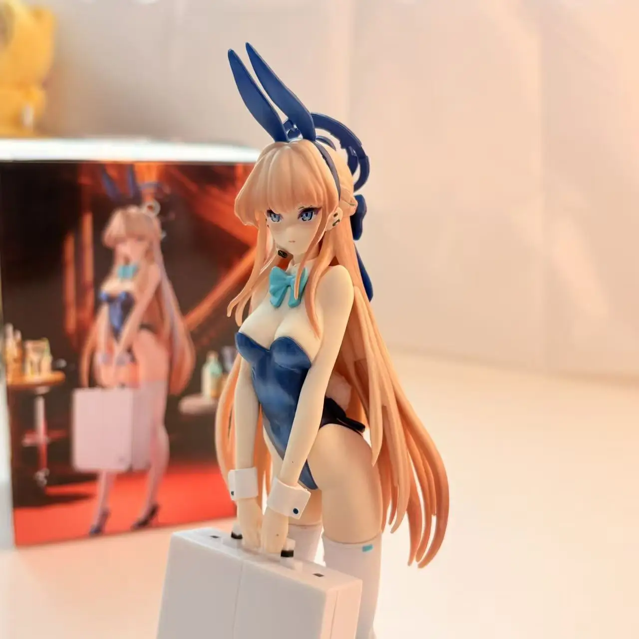 Figura de chica de anime de archivo azul de 23 cm: figura de chica conejito, estatuilla, muñeca modelo sexy, juguete para regalo, decoración coleccionable