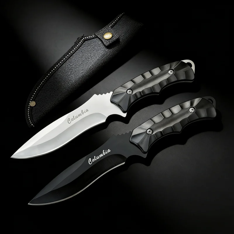 Cuchillo de hoja fija Columbia con mango G10, cuchillo multiusos para acampar al aire libre, cocinar, cortar, EDC, con funda de nailon