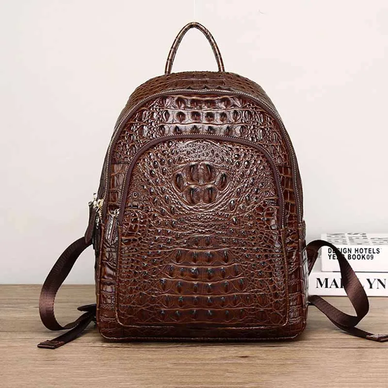 

Quality Business men's bag Cowhide Leather Crocodile backpack Men shoulder bags Genuine Leather backpack for men and women