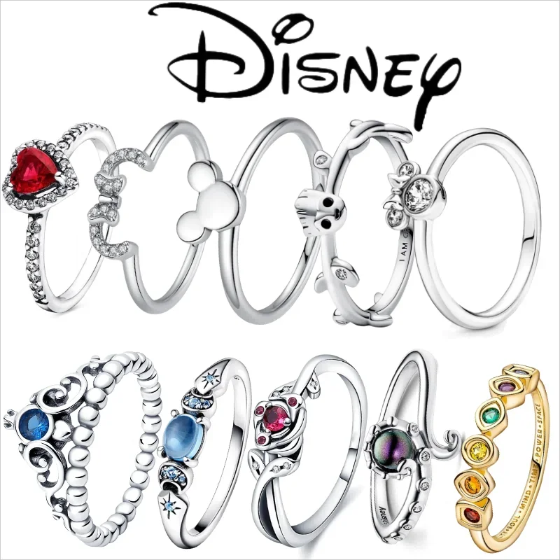 Disney 2024 New Fashion Mickey Mouse Women's Ring Original Valentine's Day Jewelry Gift Couple Ring Jewelry SetsGift Rings