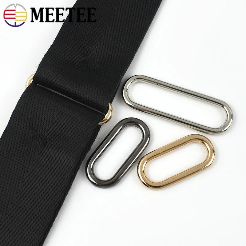 5/10Pcs Meetee 15mm-60mm O Ring Metal Buckles Bag Strap Adjust Clasp Webbing Band Connect Hook for Handbag Hardware Accessories