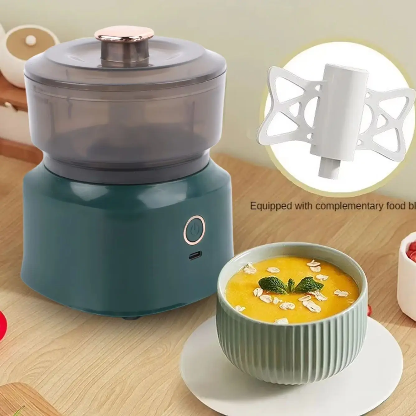 USB 충전식 300W 전기 고기 분쇄기 - 야채, 마늘, 고기, 휴대용 블렌더 및 마시용 다기능 식품 다지기