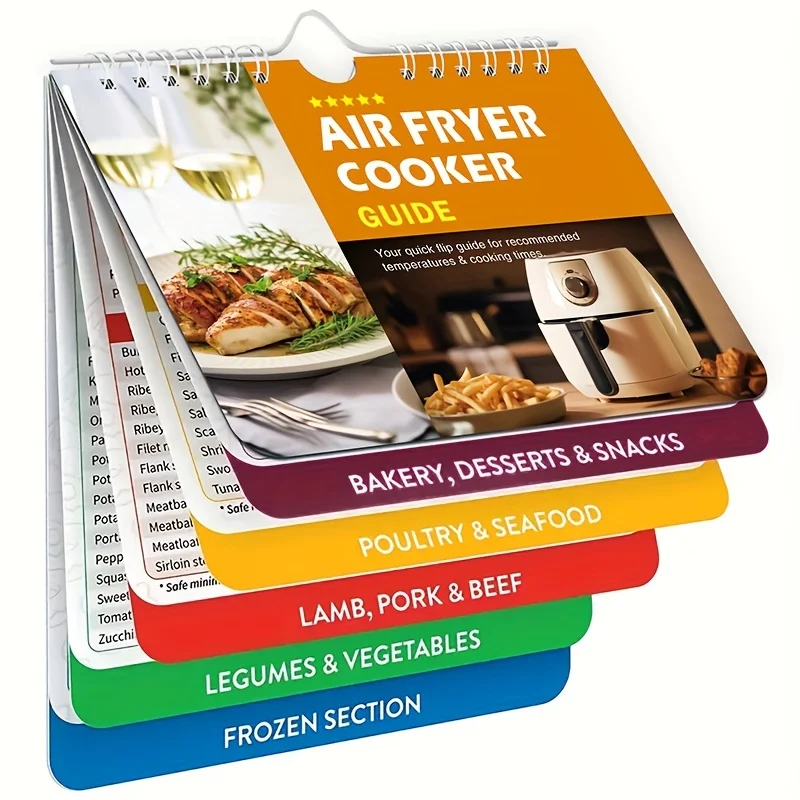1PC Air Fryer Magnet Brochure - Cooking Guide Booklet with Cooking Time Chart Recipe Oven Cooking Pot Temperature Guide