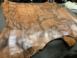 Genuine Leather map pendant! Vintage distressed print calf skin 7-9sf. thickness 1.0 Irregular