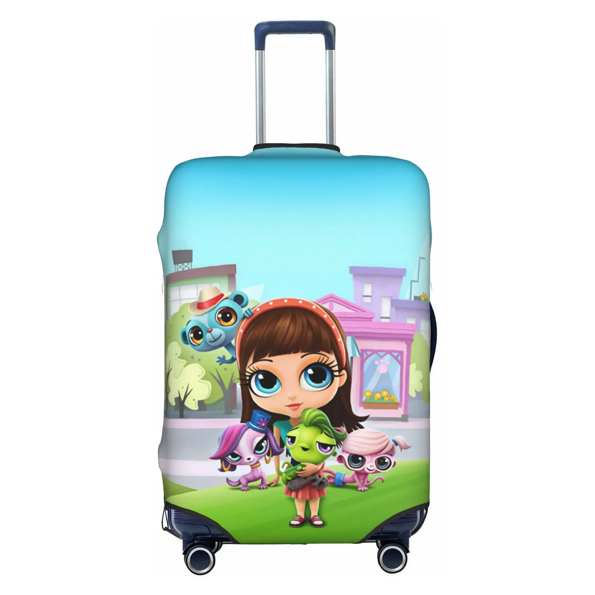 P-Pets Animal L-Littlests Cartoon S-Shops Travel Luggage Cover Dust Proof Suitcase Cover Protector Fit 18-32 Inch