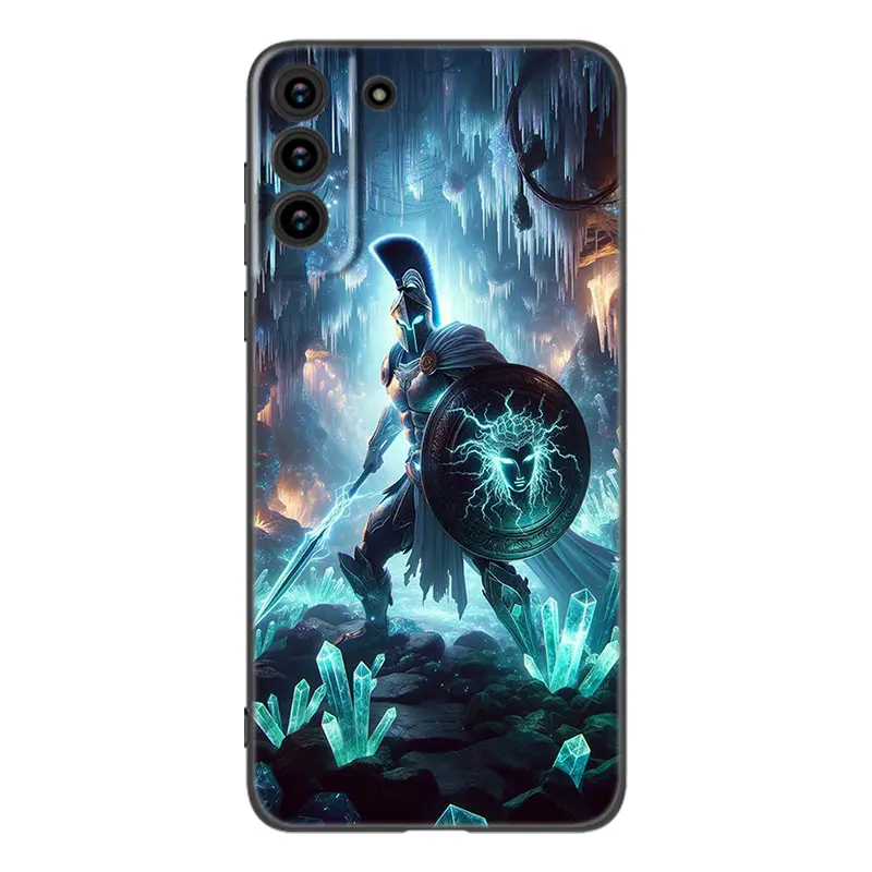 Spartan Black Silicone Phone Case For Samsung Galaxy S23 S21 S20 FE S24 S22 Ultra S10E S10 S9 S8 Plus