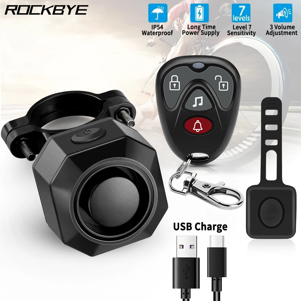 Rockbye Wireless Bike Alarm Outdoor Waterproof Bicycle Burglar Alarm Motorcycle Vibration Detector Alarm