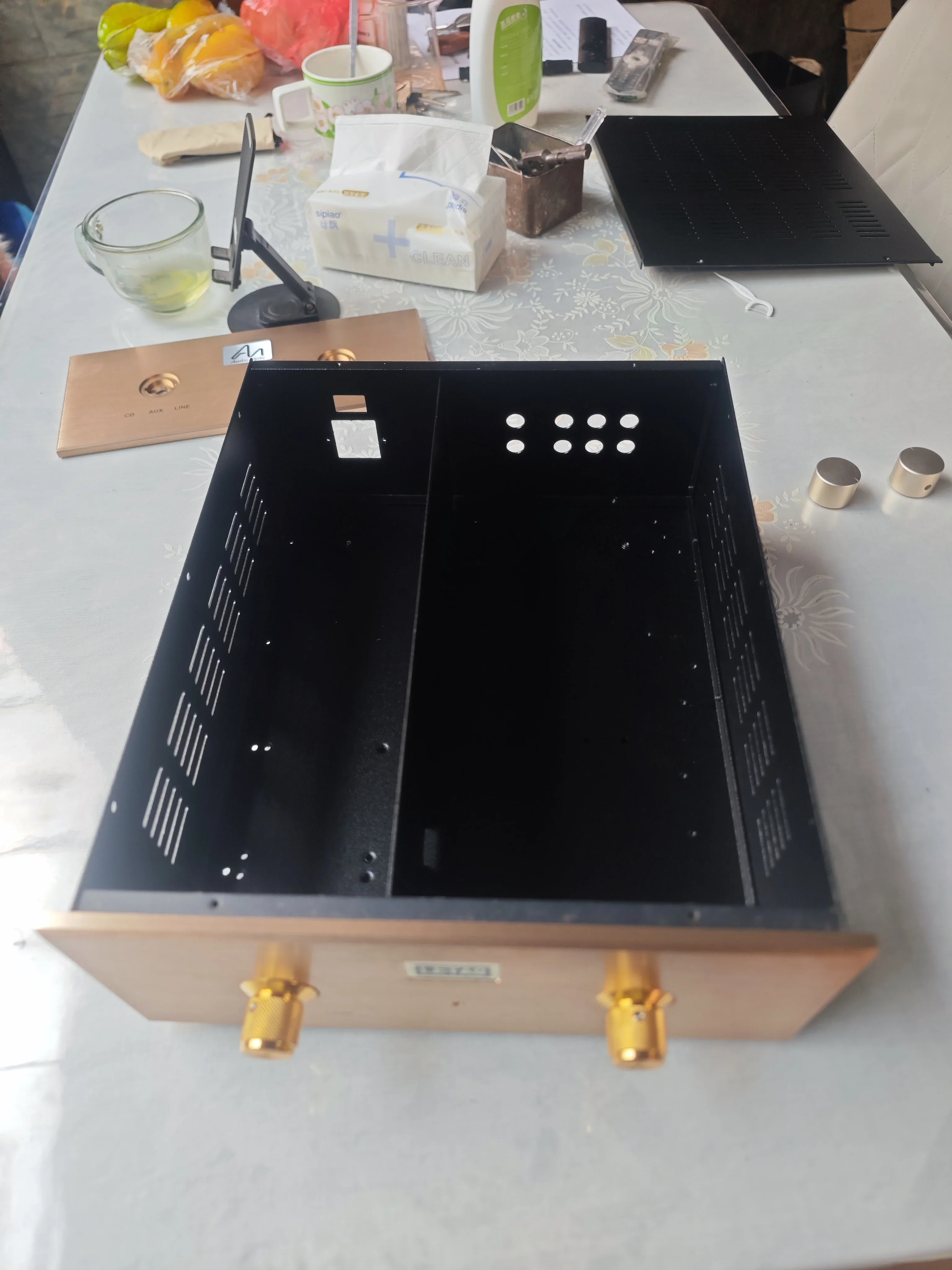 

LETAO High-end Audiophile Tube Preamp Chassis DIY Amplifier Case Champagne Gold Front Panel