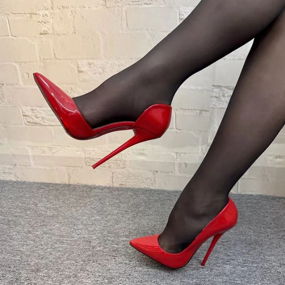 16CM/14CM High Heels Women Pumps,Unisex Stage Show Party Shoes,Patent Leather Side Shollow Slip On,Nude,White,Red,Custom Colors