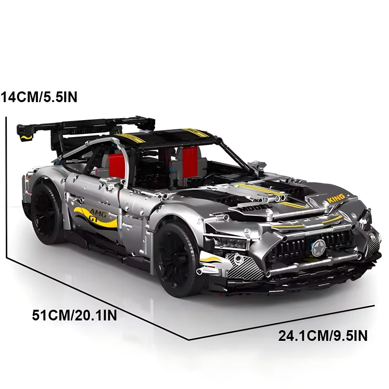 Литая игрушка King 13126 MOC APP RC Amped GT R 1:8, суперспортивный автомобиль C63, техника, строительные блоки, кирпичи, игрушки для детей, рождественские подарки