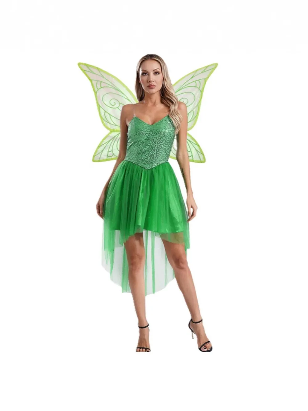 Women's Banana Fairy Costume Adult Green Ensemble for Fantasy Events Fairy Halloween Cosplay Costumes with Wings view 2