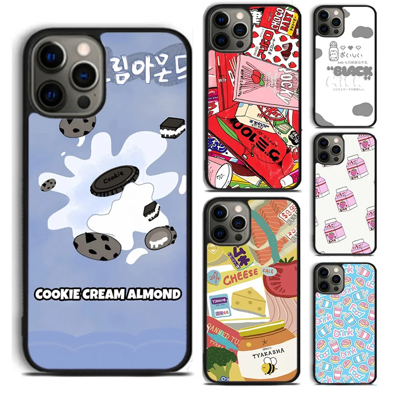 Kawaii JapaneStrawberry Milk Drink Bottle phone Case Cover For iPhone 16 15 14 Plus XR XS apple 16 11 12 13 mini Pro Max coque