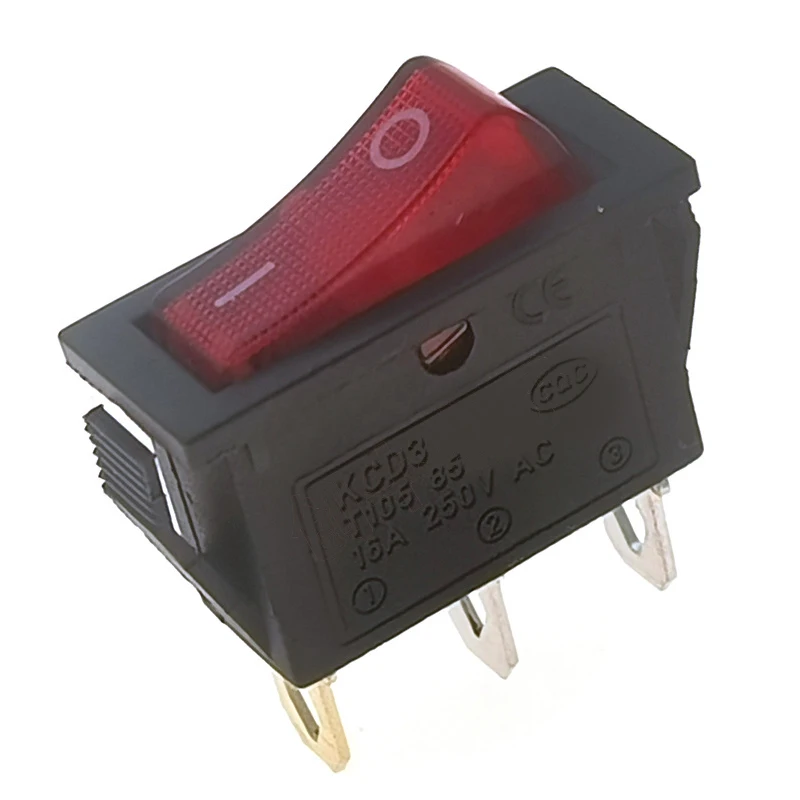 5pcs Electrical Equipment With Light Power Switch ON-OFF ON-OFF-ON KCD3 Rocker Switch 16A 250VAC/ 20A 125VAC 2/3 Position