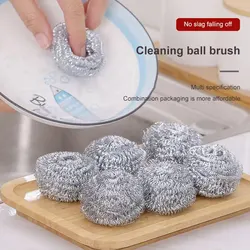 6pcs Steel Wire Balls for Washing Pots and Dishes and Non Falling Wire Brush Balls for Kitchen and Household Cleaning