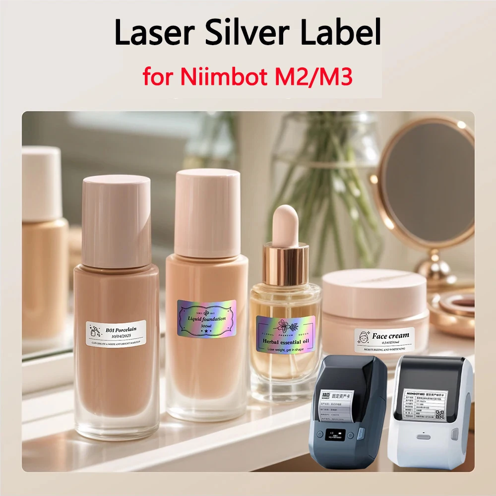 Niimbot M2/M3 Laser Silver Label Thermal Transfer Printing Paper Round Square Laser Sticker for Niimbot M2 Printer Self-adhesive