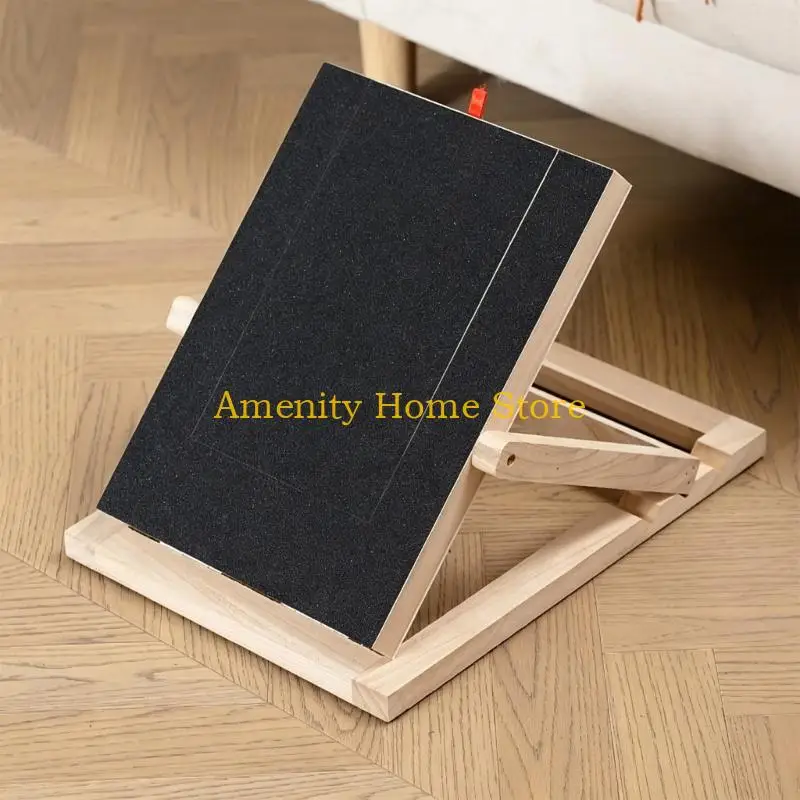 F26C Dog Nail Scratch Pad with Reward Drawer, Wood Construction, and Hinged Raised Support for Guided Filing and Scratching in